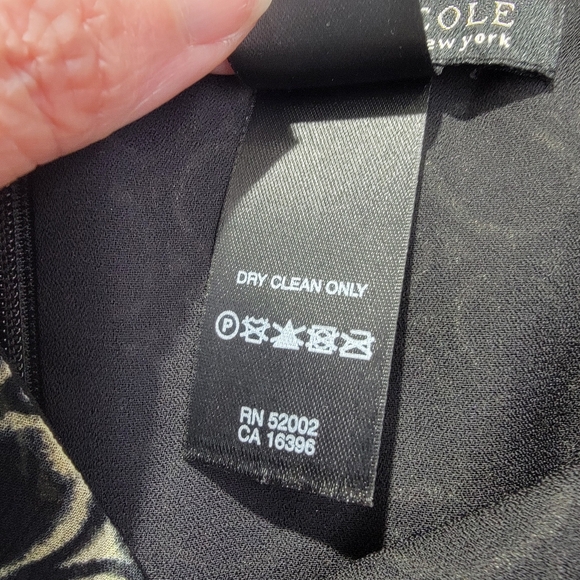 NWT Kenneth Cole 100% Silk Sleeveless Dress Waist Tie Black Cream Circles Sz 14 - Picture 10 of 13